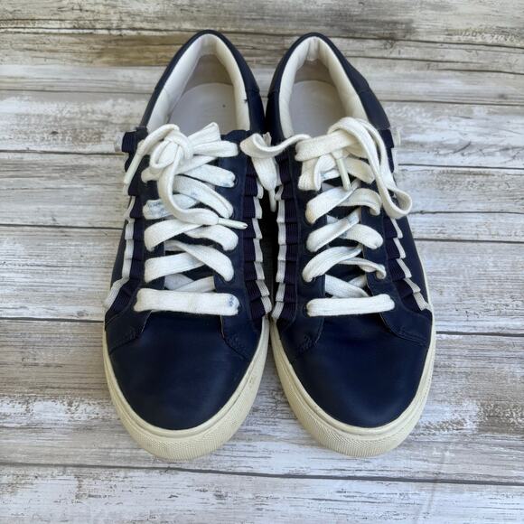 Tory Sport Tory Burch Ruffle Sneakers Sz 8 Navy Blue Lace Up  display picture 3